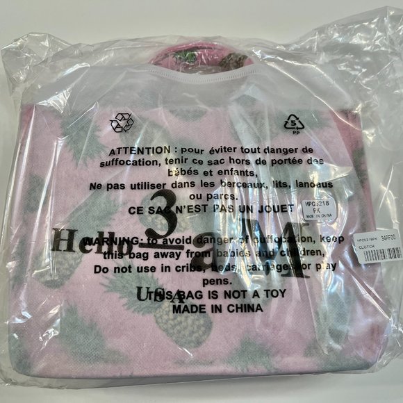 Pineapple Green and Pink Mini Tote/ Crossbody Bag / Island Theme- NWT - Picture 7 of 7